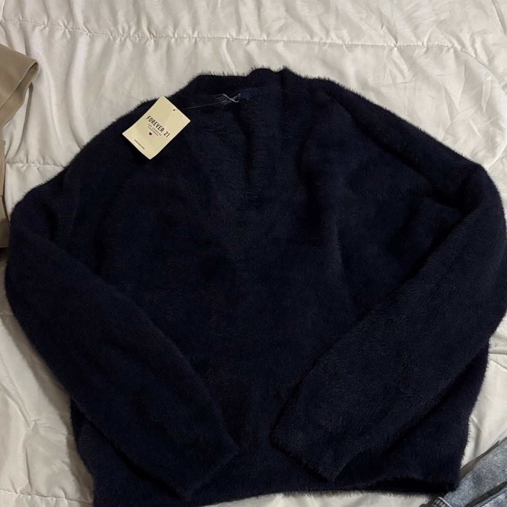 Forever 21 Midnight Blue Fuzzy Sweater